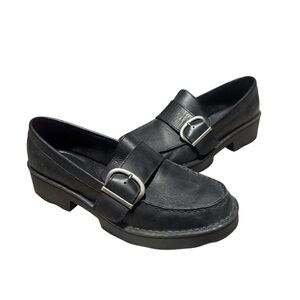 Born Contessa Platfrom Loafer Buckle Women's Black Leather Casual Shoe Size 8